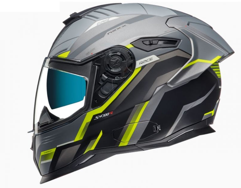 CASCA NEXX SX100 R GRIDLINE GRI PE GALBEN NEON CU CADOU INSERT PINLOCK