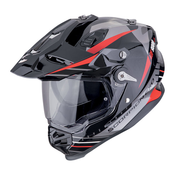 Cască de protecție SCORPION ADF-9000 AIR FEAT Negru-Argintiu-Roșu