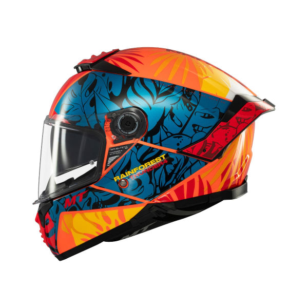 Casca de motociclism MT THUNDER 4 SV RAINFOREST C4 portocaliu strălucitor/albastru