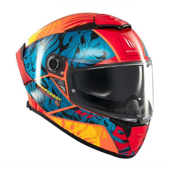 Casca de motociclism MT THUNDER 4 SV RAINFOREST C4 portocaliu strălucitor/albastru