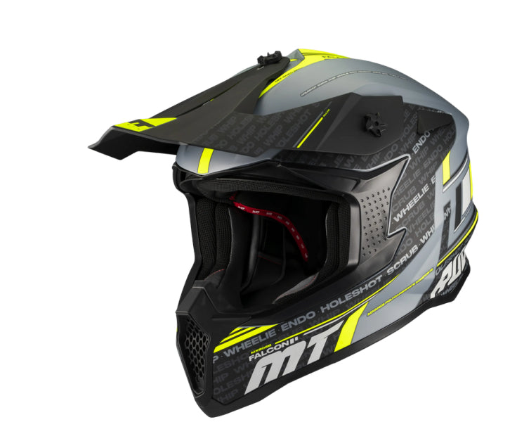 Cască de motociclism MT FALCON S RULER C2 gri mat / negru / galben neon