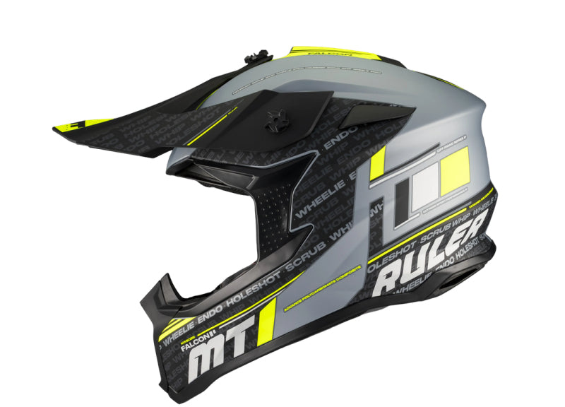 Cască de motociclism MT FALCON S RULER C2 gri mat / negru / galben neon